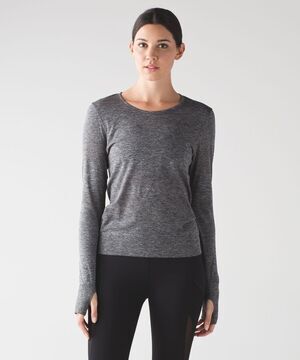 Lululemon Breeze By Long Sleeve II Heathered Black Lightweight Womens Activewear